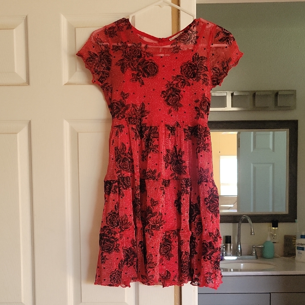Knitworks Red Floral Kids Dress